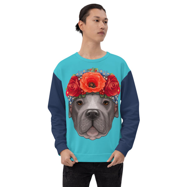 Unisex sweatshirt "Floral headband" (Staffordshire bull terrier)