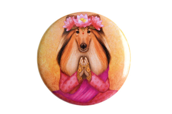 Badge "What we think, we become" (Rough Collie)