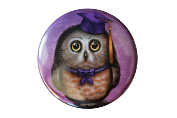 Badge "Wonder is beginning of wisdom" (Owl)