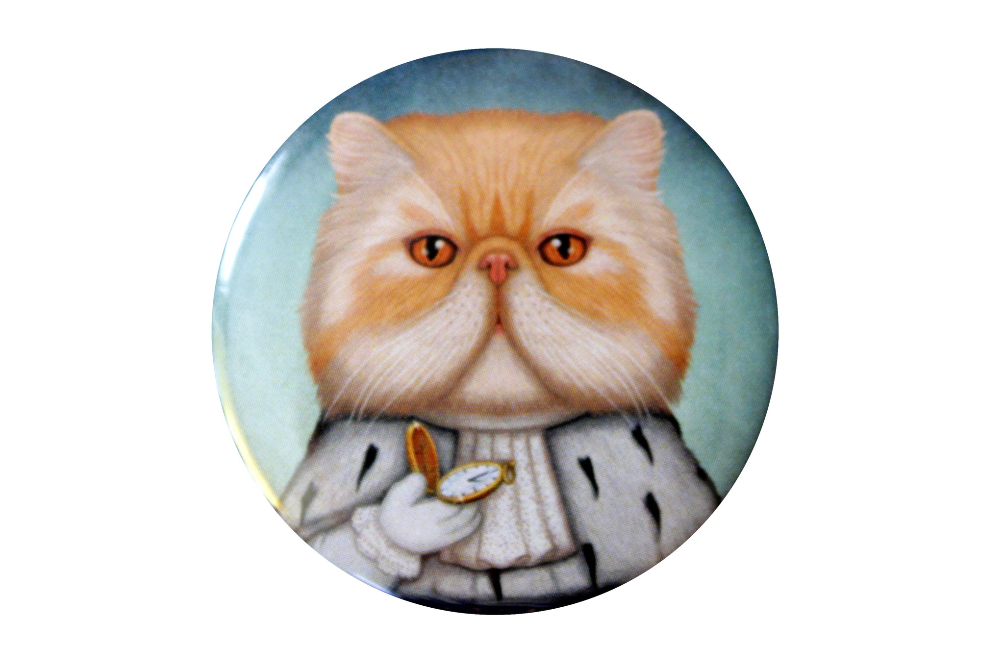 Badge "Punctuality is the politeness of kings" (Persian cat)