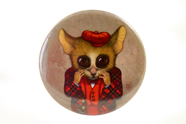 Badge "Fear has big eyes" (Mouse lemur)