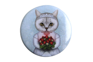 Badge "Don't marry a girl who wants strawberries in January" (British Shorthair)