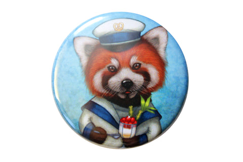Badge "Life is uncertain so eat your dessert first" (Red panda)