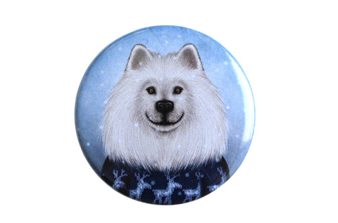 Badge "No snowflake ever falls in the wrong place" (Samoyed)