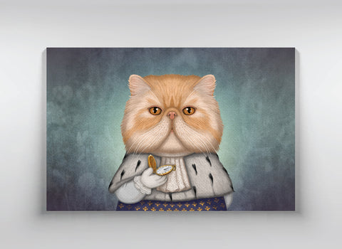 Canvas "Punctuality is the politeness of kings" (Persian cat)