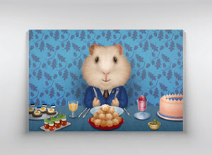 Canvas  "Life is a party table, so don't starve" (Guinea pig)