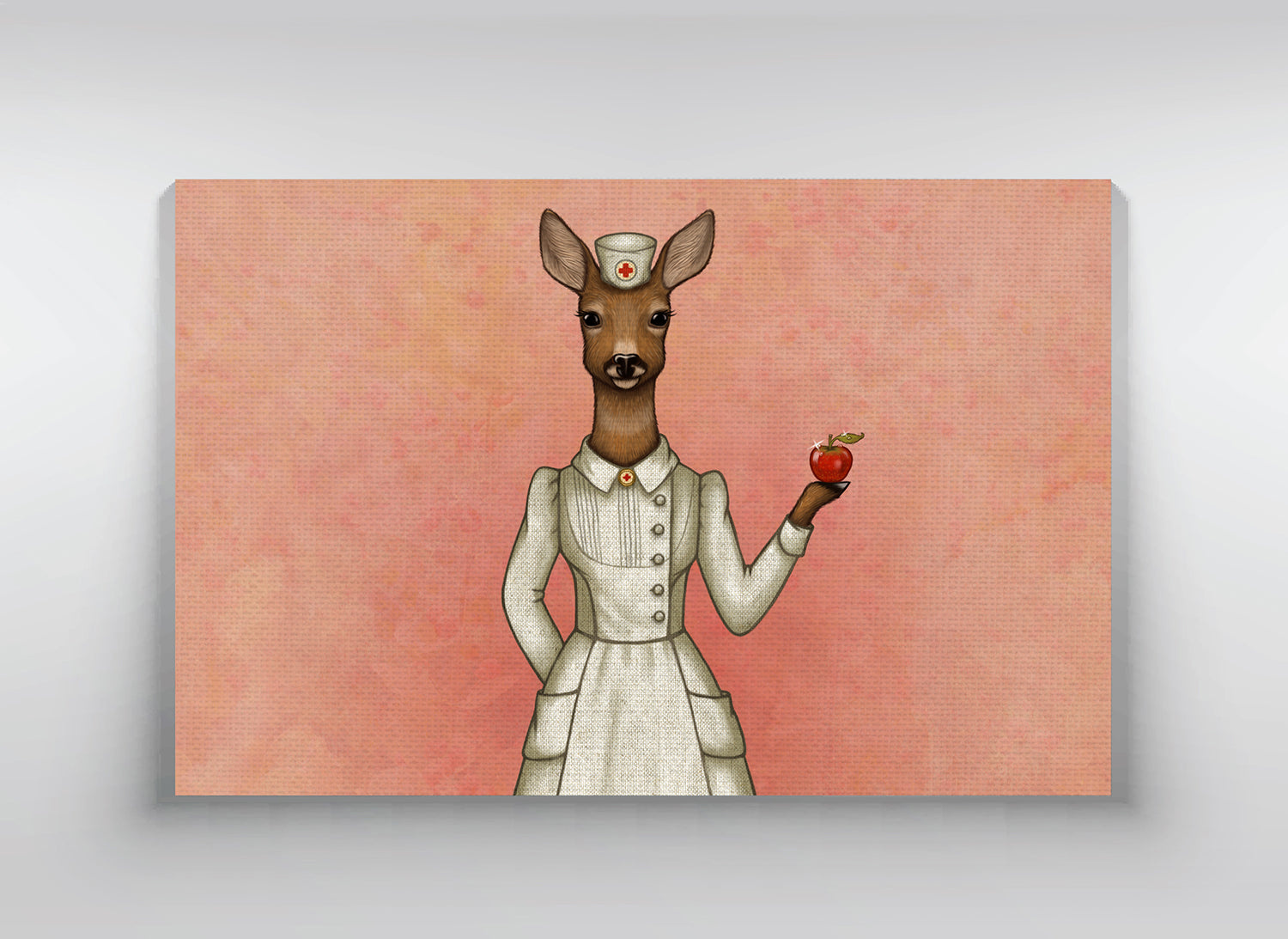 Canvas "An apple a day keeps the doctor away" (Deer)