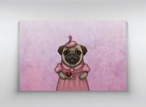 Canvas "A full stomach makes a happy heart" (Pug)
