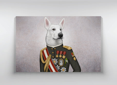 Canvas "A king's face should show grace" (White Swiss Shepherd Dog)