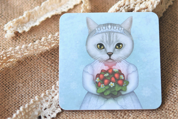 Coaster "Don't marry a girl who wants strawberries in January" (British Shorthair)