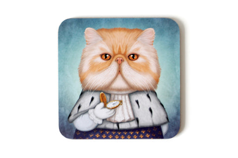 Coaster "Punctuality is the politeness of kings" (Persian cat)