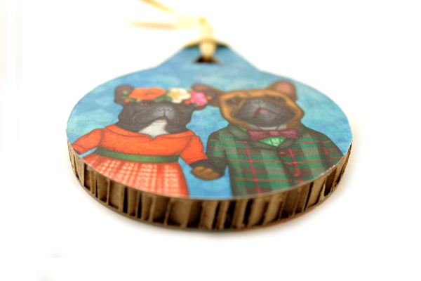 Christmas tree decoration "A life without love is like a year without summer" (French bulldogs)