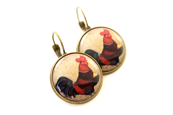 Earrings "If you were born lucky, even your rooster will lay eggs" (Rooster)