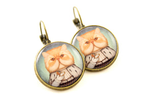 Earrings "Punctuality is the politeness of kings" (Persian cat)