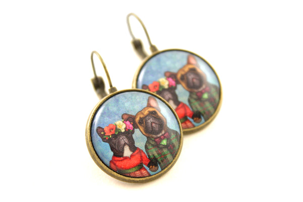 Earrings "A life without love is like a year without summer" (French bulldogs)
