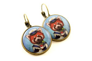 Earrings "Life is uncertain so eat your dessert first" (Red panda)