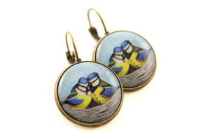 Earrings "East or West, home is best" (Blue tits)