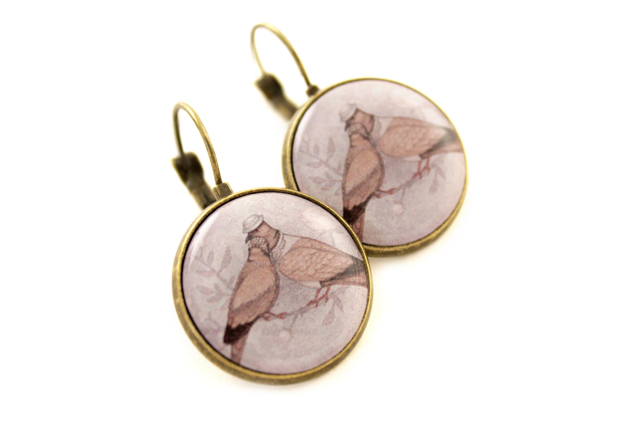 Earrings "Love sees roses without thorns"  (European turtle doves)