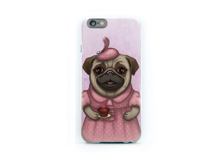 iPhone cover "A full stomach makes a happy heart" (Pug)