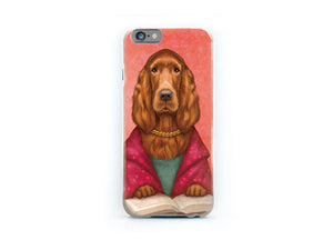 iPhone cover "Reading books removes sorrow from the heart" (Irish Setter)