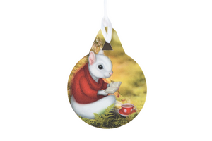 Christmas tree decoration "Think before you speak, read before you think" (White squirrel)