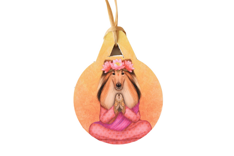 Christmas tree decoration "What we think, we become" (Rough Collie)