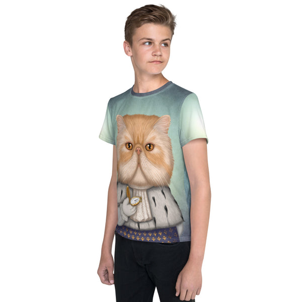 Unisex T-särk noorele "Täpsus on kuningate viisakus" (Pärsia kass)