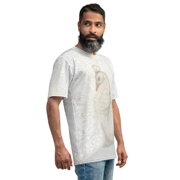 Men's T-shirt "Every bird is proud of its feathers" (White Peacock)