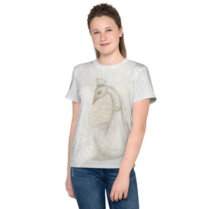 Unisex T-särk noorele "Iga lind on uhke oma sulgede üle" (valge paabulind)
