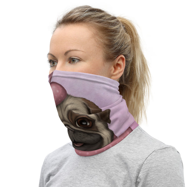 Neck gaiter "A full stomach makes a happy heart" (Pug)