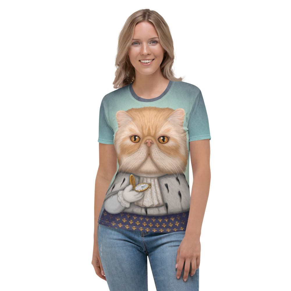 Women's T-shirt "Punctuality is the politeness of kings" (Persian cat)