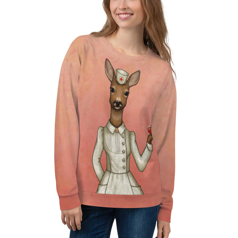 Unisex sweatshirt "An apple a day keeps the doctor away" (Deer)