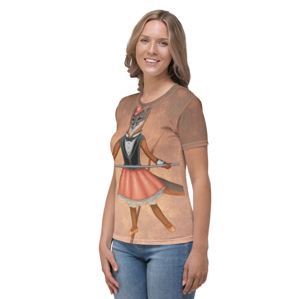 Women's T-shirt "A sense of humor is the pole to balance our steps on the tightrope of life" (Island fox)