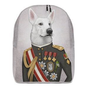 Backpack "A king's face should show grace" (White Swiss shepherd dog)
