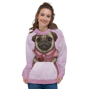 Unisex hoodie "A full stomach makes a happy heart" (Pug)