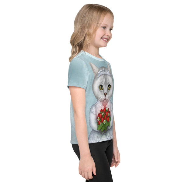 Unisex kids T-shirt "Don't marry a girl who wants strawberries in January" (British Shorthair)