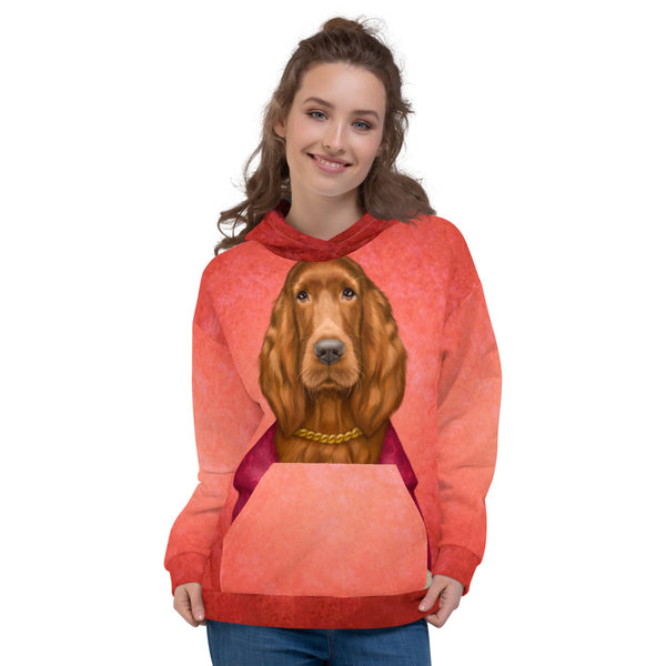 Unisex hoodie "Reading books removes sorrow from the heart" (Irish Setter)