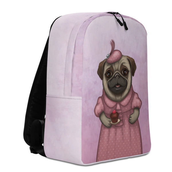 Backpack "A full stomach makes a happy heart" (Pug)