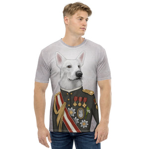Men's T-shirt "A king's face should show grace" (White Swiss Shepherd Dog)