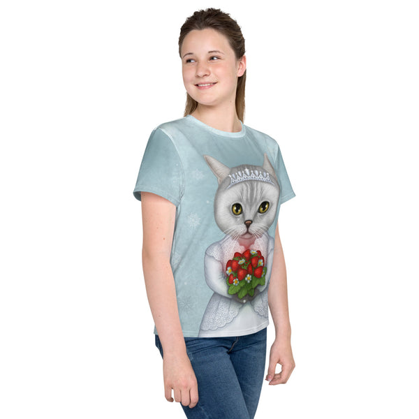 Unisex youth T-shirt "Don't marry a girl who wants strawberries in January" (British Shorthair)