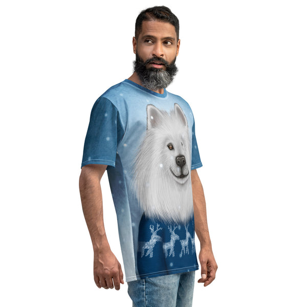 Meeste T-särk "Ükski lumehelves ei lange valesse kohta" (samojeedi koer)