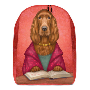 Backpack "Reading books removes sorrow from the heart" (Irish setter)