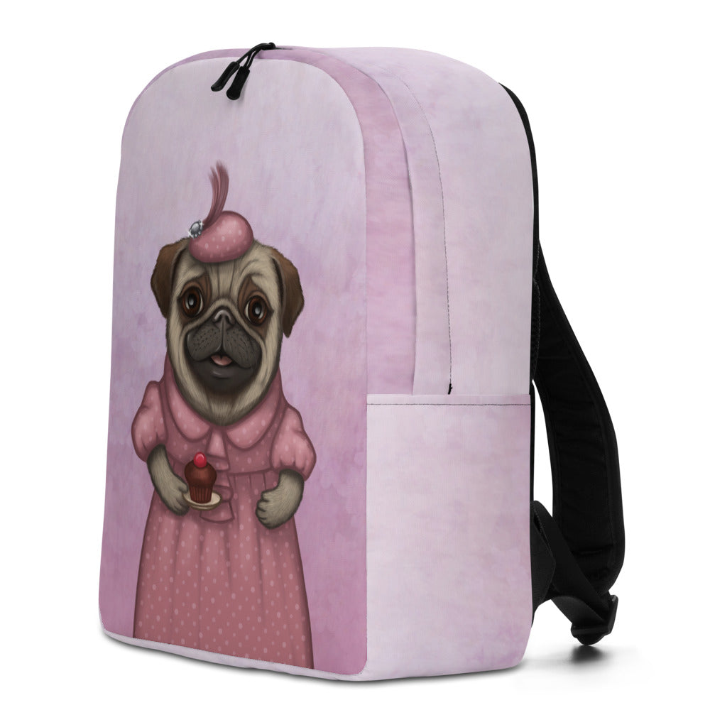 Happy Pug Dog Backpack - Laptop Daypack For School, Travel, Work, 16.7L Capacity, Waterproof Polyester, Reflective Stripes
