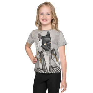 Unisex kids T-shirt "The face is a mask, look behind it" (Cat)