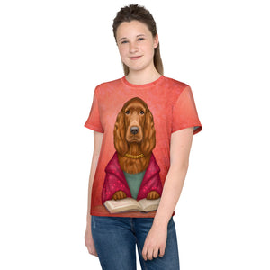 Unisex youth T-shirt "Reading books removes sorrow from the heart" (Irish Setter)
