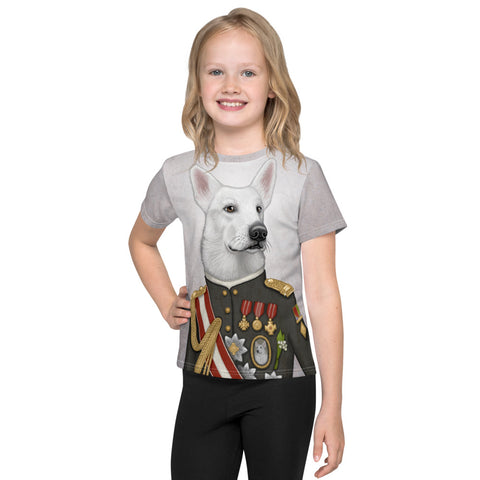 Unisex kids T-shirt "A king's face should show grace" (White Swiss Shepherd Dog)
