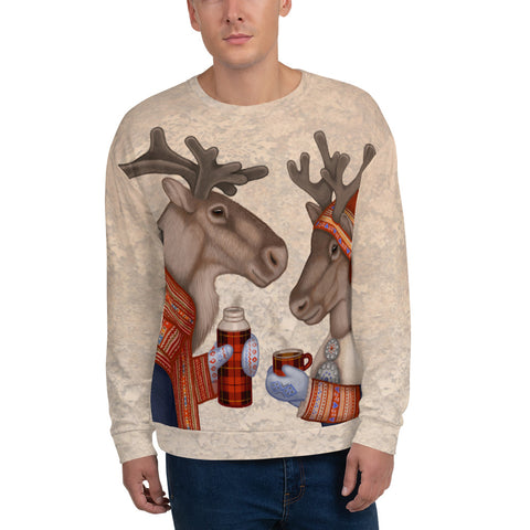 Unisex sweatshirt "Coffee and love taste best when hot" (Reindeers)