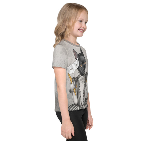 Unisex kids T-shirt "The face is a mask, look behind it" (Cat)