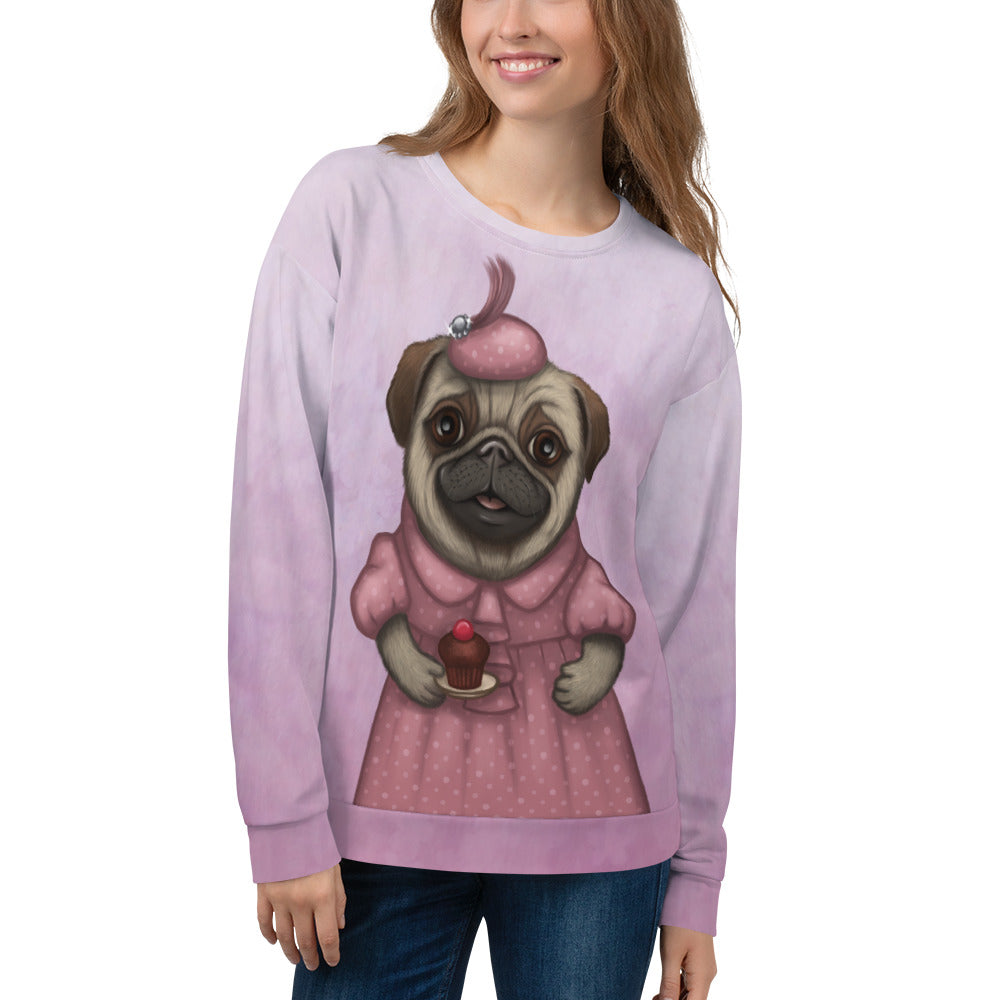 Unisex sweatshirt "A full stomach makes a happy heart" (Pug)