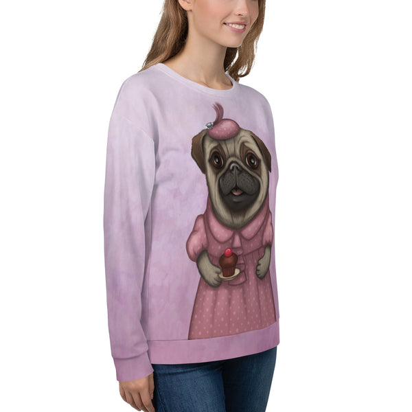 Unisex sweatshirt "A full stomach makes a happy heart" (Pug)